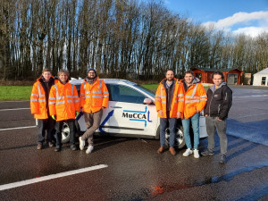 MuCCA vehicle on test track with IDIADA team